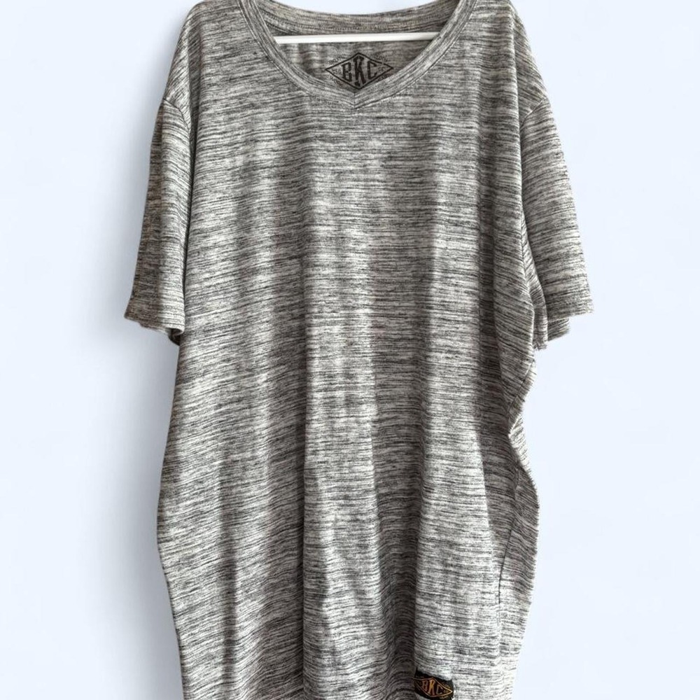 BKC Brooklyn Cloth Mens Gray Heathered V-Neck Athletic Oversized T-Shirt Large